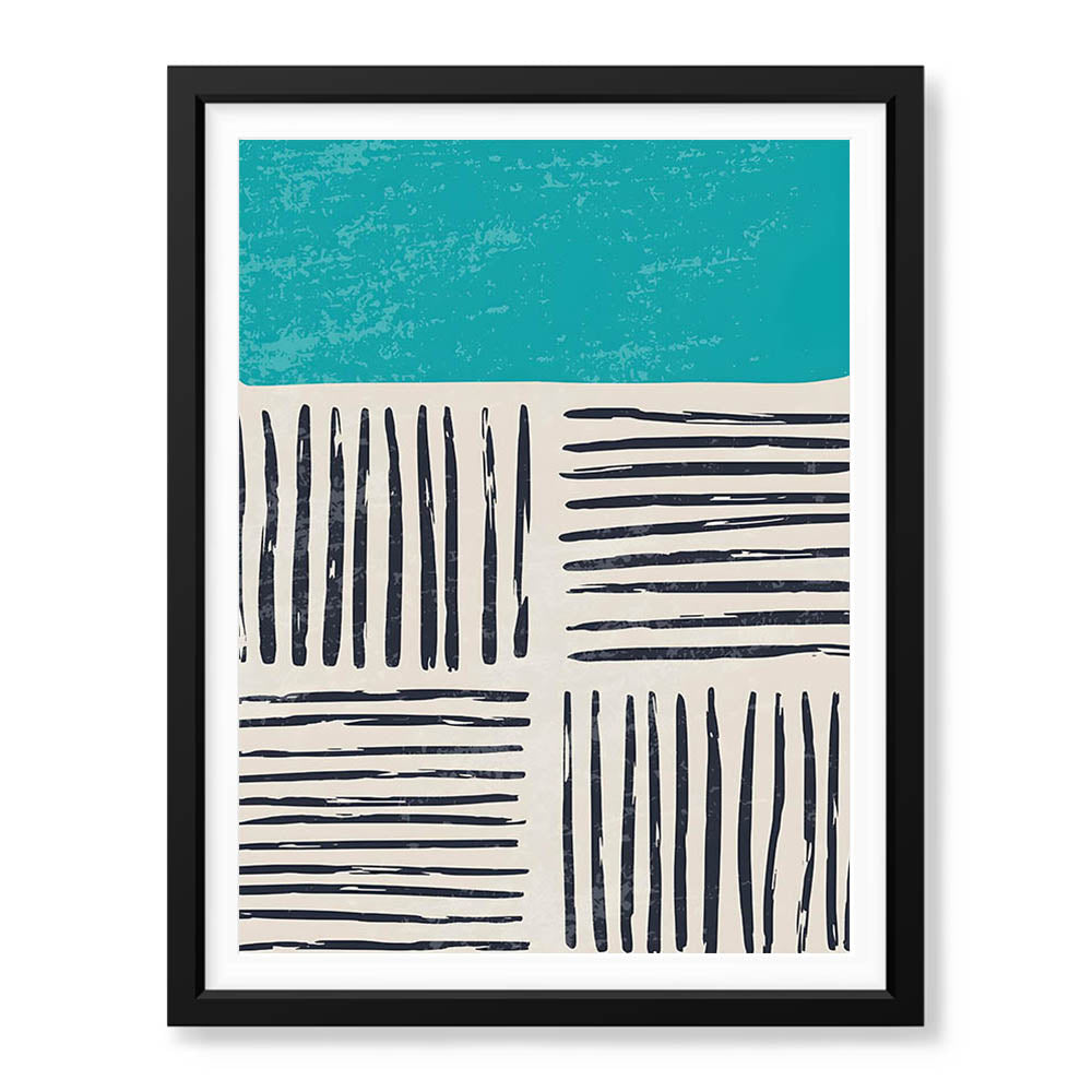 Black & Blue Abstract Design Over White Background | Abstract Office Artwork #00441 - Prime Décor