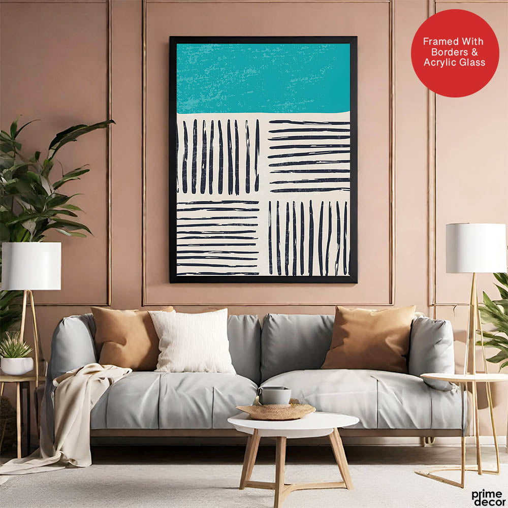 Black & Blue Abstract Design Over White Background | Abstract Office Artwork #00441 - Prime Décor