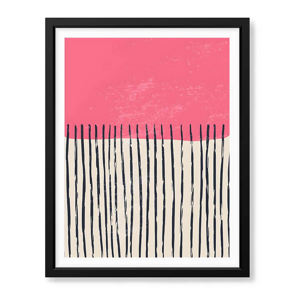 Black & Pink Abstract Design Over White Background | Abstract Office Artwork #00442 - Prime Décor