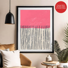 Black & Pink Abstract Design Over White Background | Abstract Office Artwork #00442 - Prime Décor