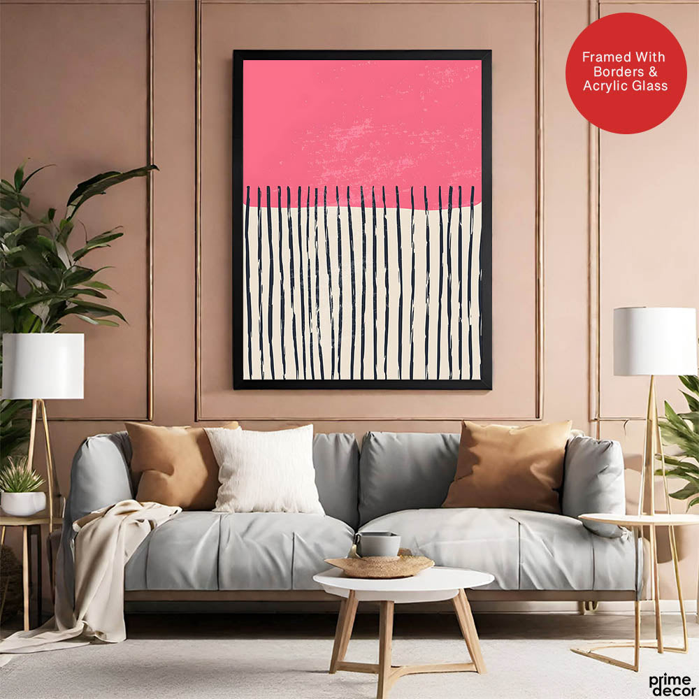 Black & Pink Abstract Design Over White Background | Abstract Office Artwork #00442 - Prime Décor