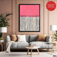 Black & Pink Abstract Design Over White Background | Abstract Office Artwork #00442 - Prime Décor