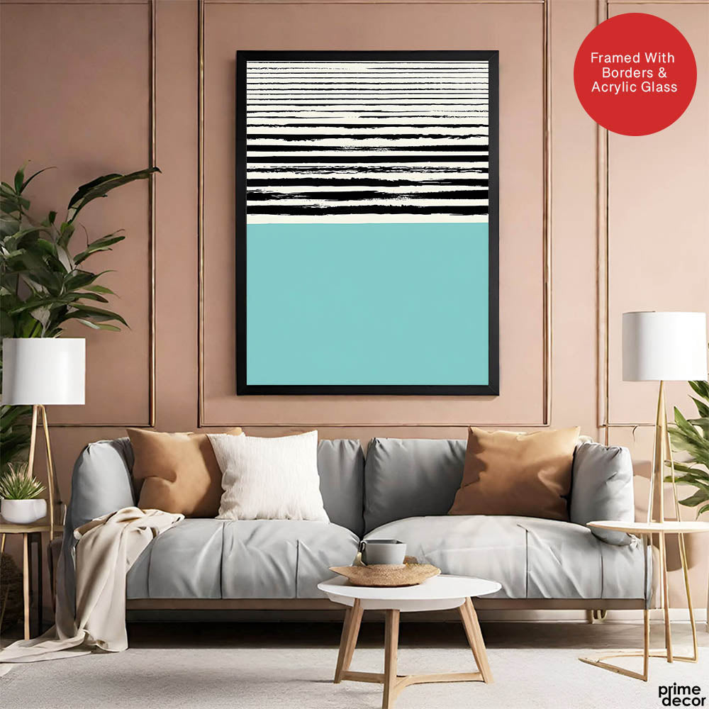 Black & Blue Abstract Design Over White Background | Abstract Office Artwork #00444 - Prime Décor