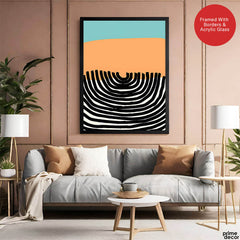 Black Beige & Blue Abstract Design Over White Background | Abstract Office Artwork #00445 - Prime Décor