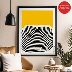Black & Yellow Abstract Design Over White Background | Abstract Office Artwork #00446 - Prime Décor