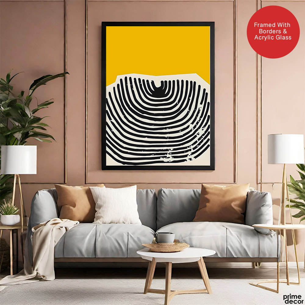 Black & Yellow Abstract Design Over White Background | Abstract Office Artwork #00446 - Prime Décor