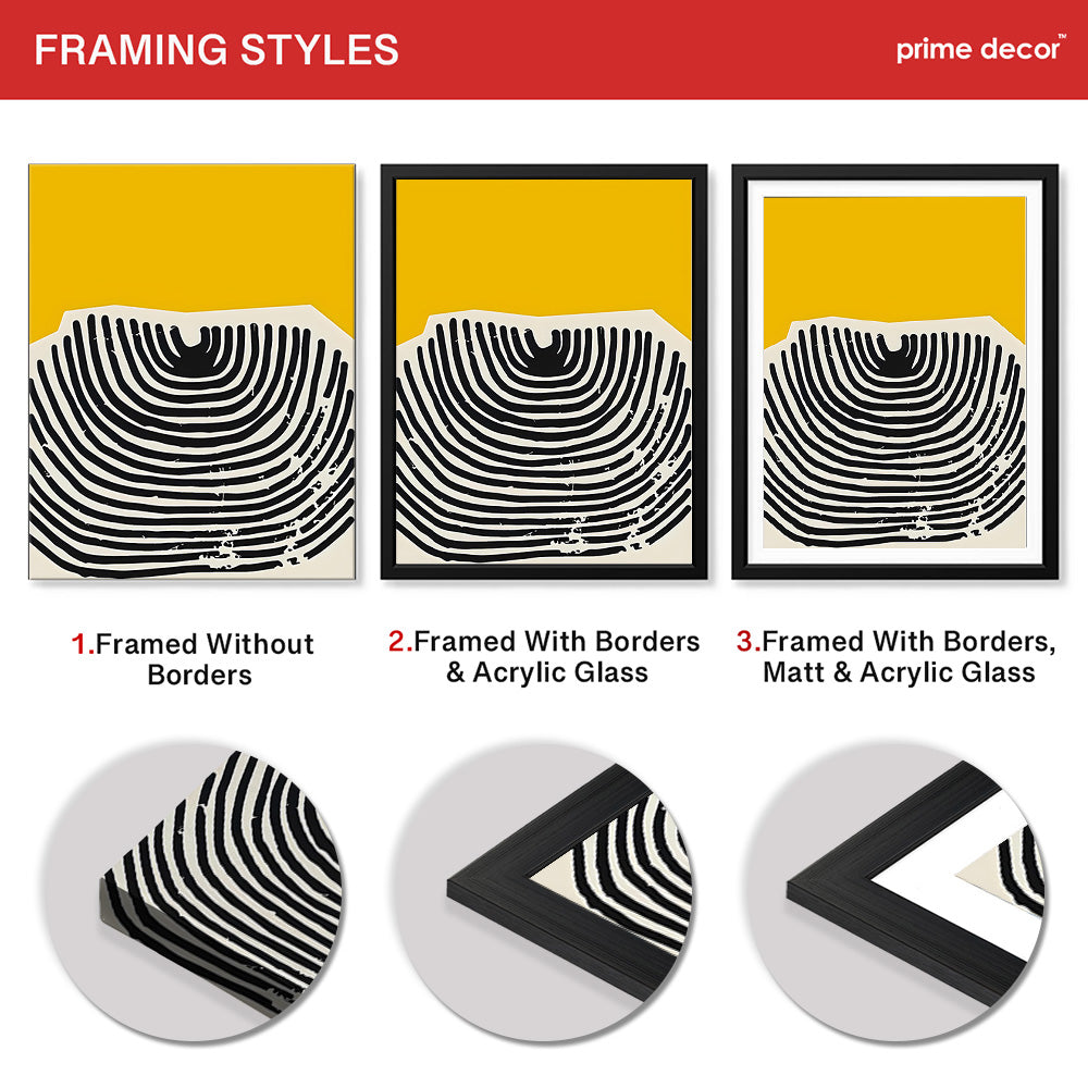 Black & Yellow Abstract Design Over White Background | Abstract Office Artwork #00446 - Prime Décor