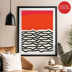 Black & Red Abstract Design Over White Background | Abstract Office Artwork #00447 - Prime Décor