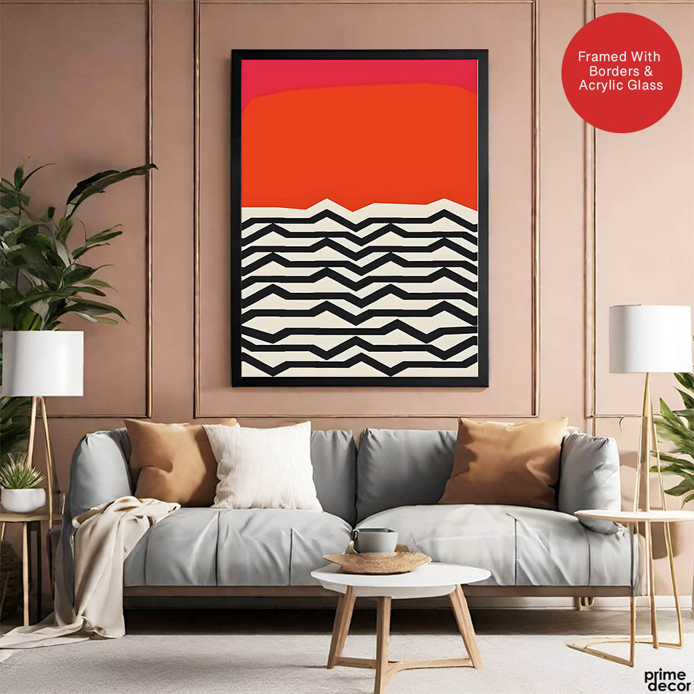 Black & Red Abstract Design Over White Background | Abstract Office Artwork #00447 - Prime Décor