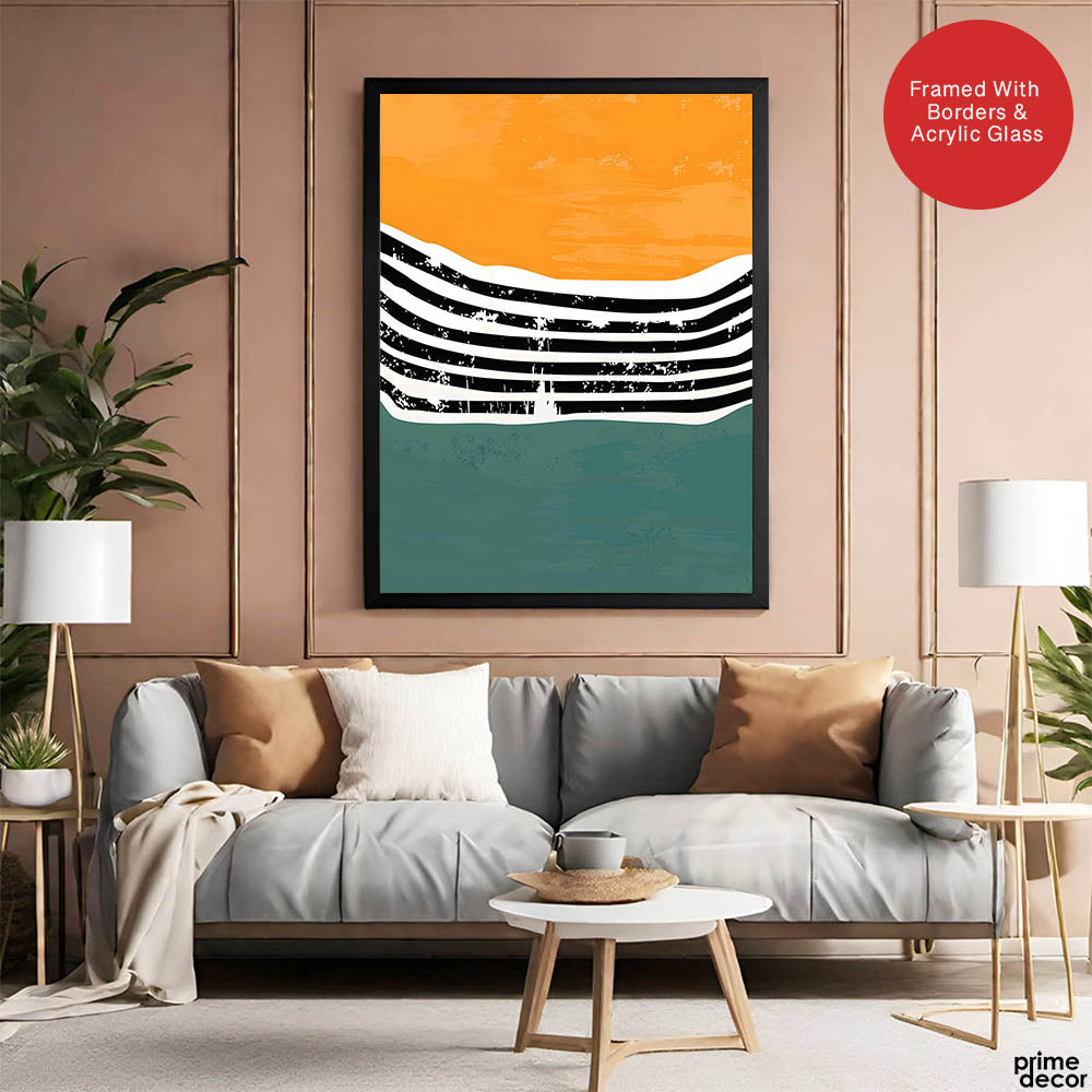 Black Gold & Green Abstract Design Over White Background | Abstract Office Artwork #00448 - Prime Décor