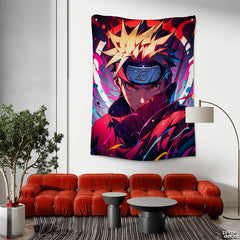 Naruto Uzumaki In Colorful Splashes | Anime Tapestry - Prime Décor