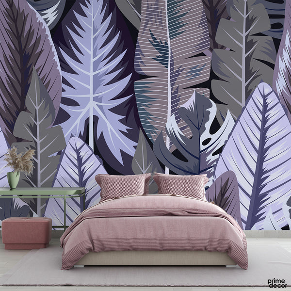 Abstract Colorful Exotic Leaves Artwork | Nature Wallpaper Mural