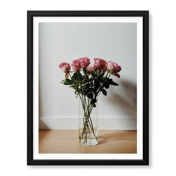 Beautiful Pink Flowers In A Vase Over White Background | Abstract Floral Artwork #00453 - Prime Décor