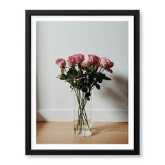 Beautiful Pink Flowers In A Vase Over White Background | Abstract Floral Artwork #00453 - Prime Décor