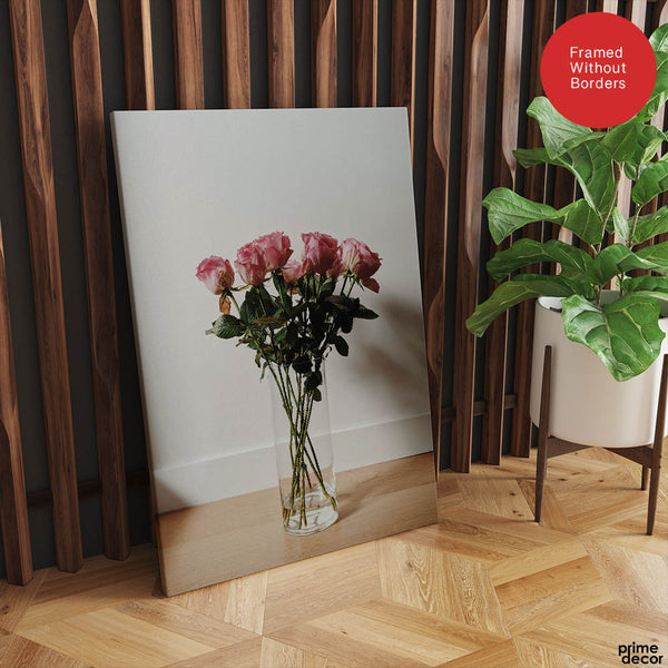 Beautiful Pink Flowers In A Vase Over White Background | Abstract Floral Artwork #00453 - Prime Décor