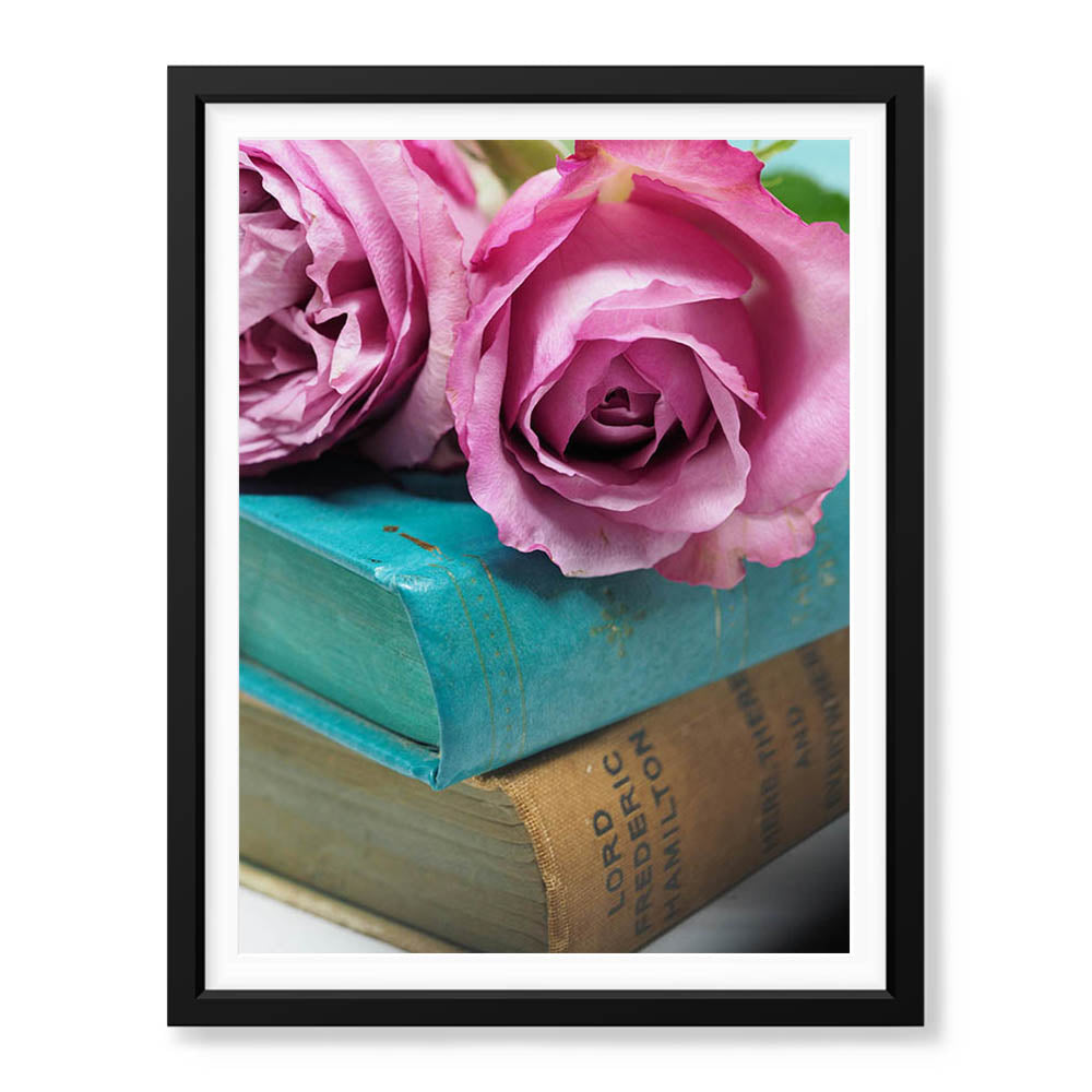 Beautiful Pink Flowers In A Bouquet Over Blue Background | Abstract Floral Artwork #00456 - Prime Décor