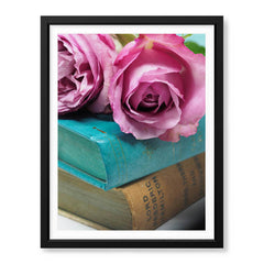 Beautiful Pink Flowers In A Bouquet Over Blue Background | Abstract Floral Artwork #00456 - Prime Décor