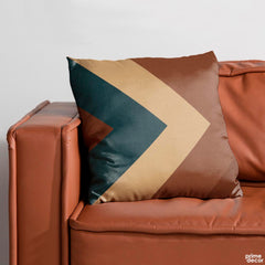 Teal Green & Brown Triangle Shape Artwork | Abstract Cushion #457