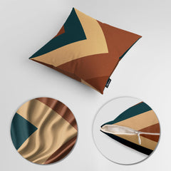 Teal Green & Brown Triangle Shape Artwork | Abstract Cushion #457