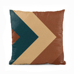 Teal Green & Brown Triangle Shape Artwork | Abstract Cushion #457