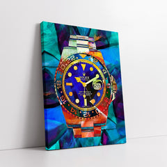 Bold Luxury Watch Silhouette with Faceted Jewel Tones (Single Panel) Digital Painting Wall Art