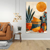 Orange & Green Cultural Fashion Artwork (Single Panel) Abstract Wall Art
