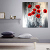 Beautiful Red Poppy Flowers With White Background (Single Panel) Floral Square Wall Art