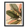 PaleCopper & Green Exotic Leaves On Beige Background | Abstract Floral Artwork #0045