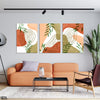 Khaki & Peachy Blobs With Leafy Branches Line Art (3 Panel) Floral Wall Art