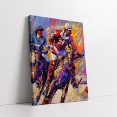 Dynamic Abstract Polo Players Palette Style (Single Panel) Digital Painting Wall Art