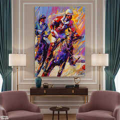 Dynamic Abstract Polo Players Palette Style (Single Panel) Digital Painting Wall Art