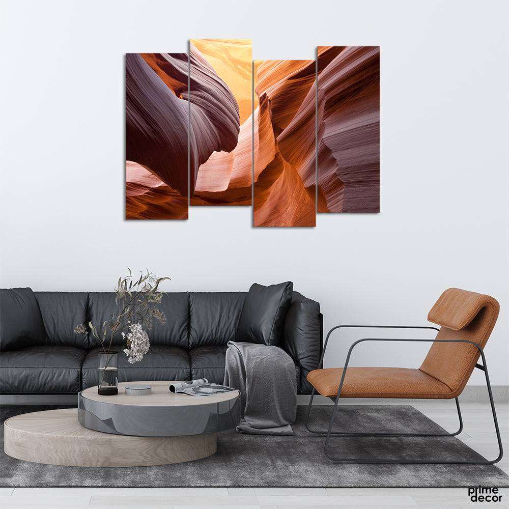 Antelope Canyons (4 Panel) Landscape Wall Art - Prime Décor