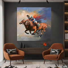 Kinetic Horse Sports Study with Bold Brushstrokes (Single Panel) Digital Painting Wall Art