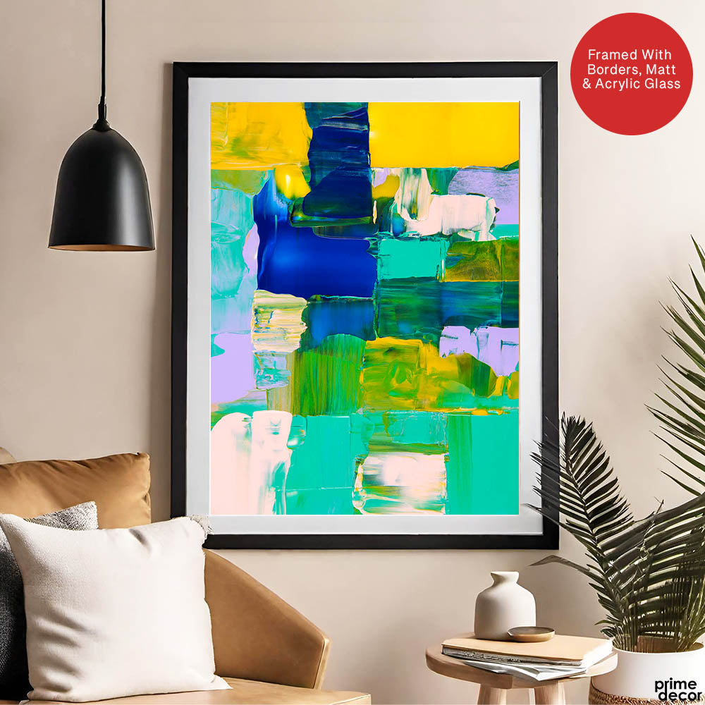 Colorful Abstract Art Paint Strokes Over Beautiful Background | Abstract Office Artwork #00466 - Prime Décor