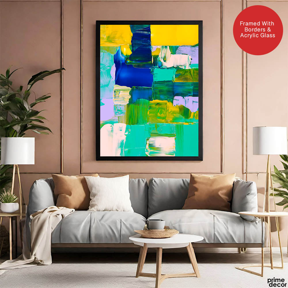 Colorful Abstract Art Paint Strokes Over Beautiful Background | Abstract Office Artwork #00466 - Prime Décor