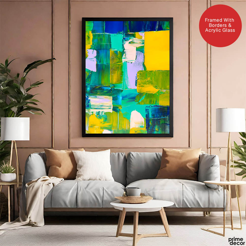 Colorful Abstract Art Paint Strokes Over Beautiful Background | Abstract Office Artwork #00467 - Prime Décor