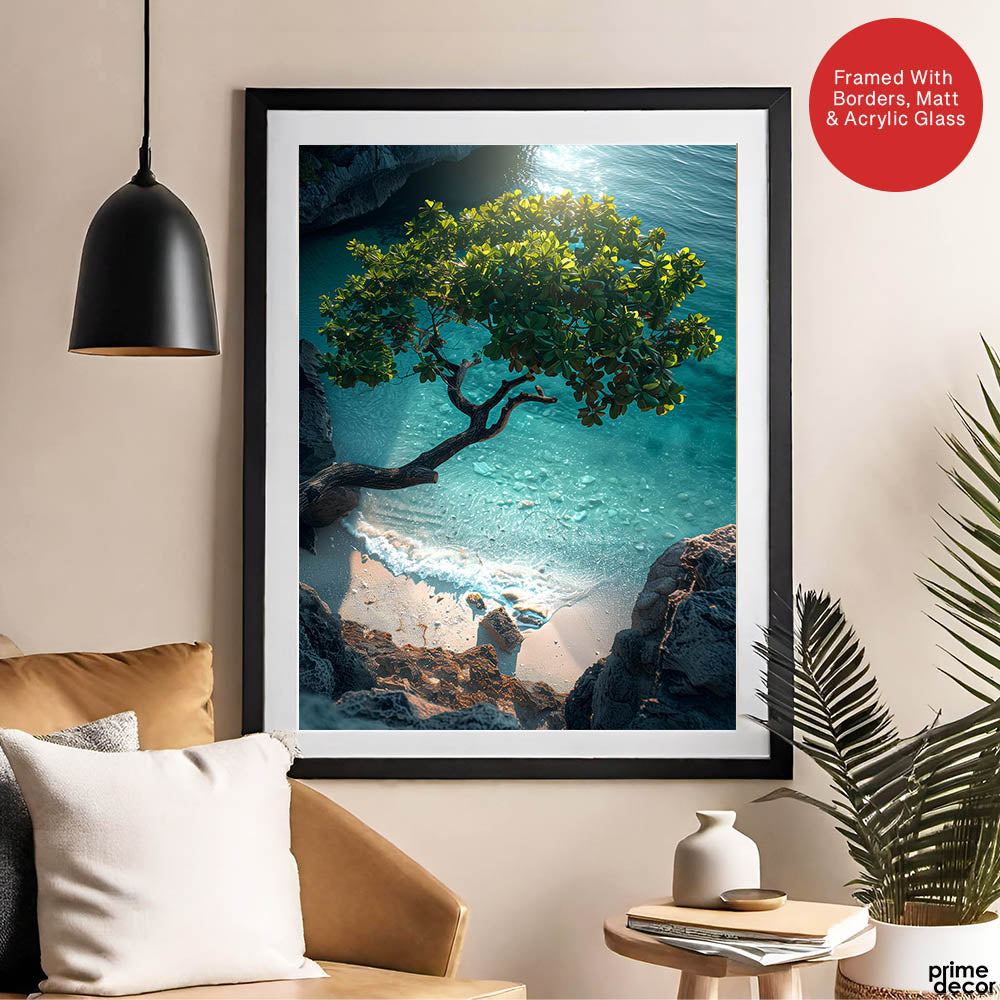 Beautiful View Of A Tree On A Beach | Abstract Nature Artwork #00468 - Prime Décor