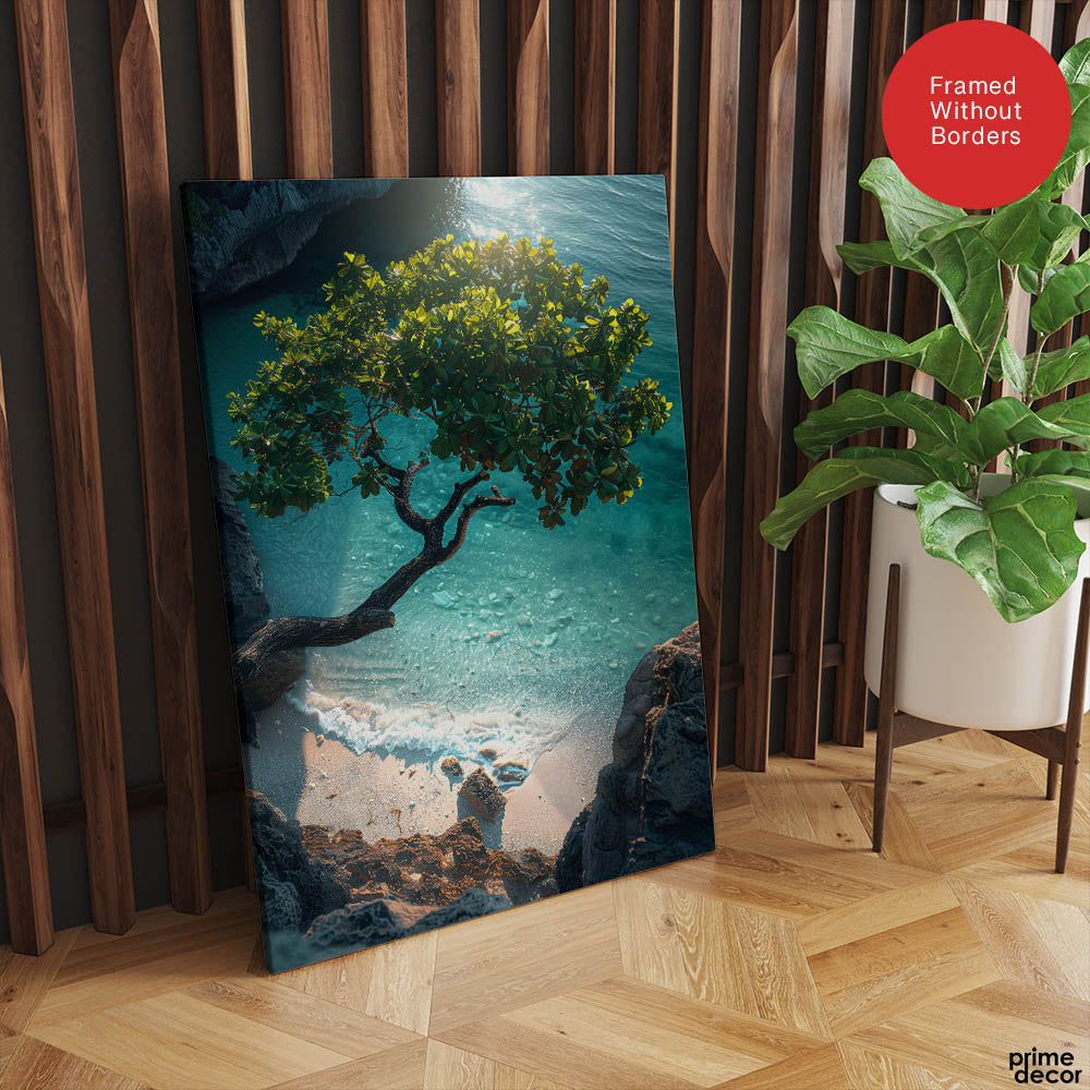 Beautiful View Of A Tree On A Beach | Abstract Nature Artwork #00468 - Prime Décor