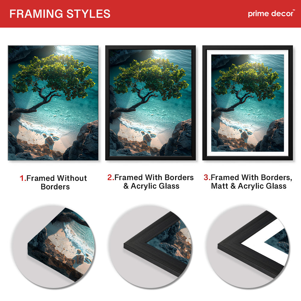 Beautiful View Of A Tree On A Beach | Abstract Nature Artwork #00468 - Prime Décor