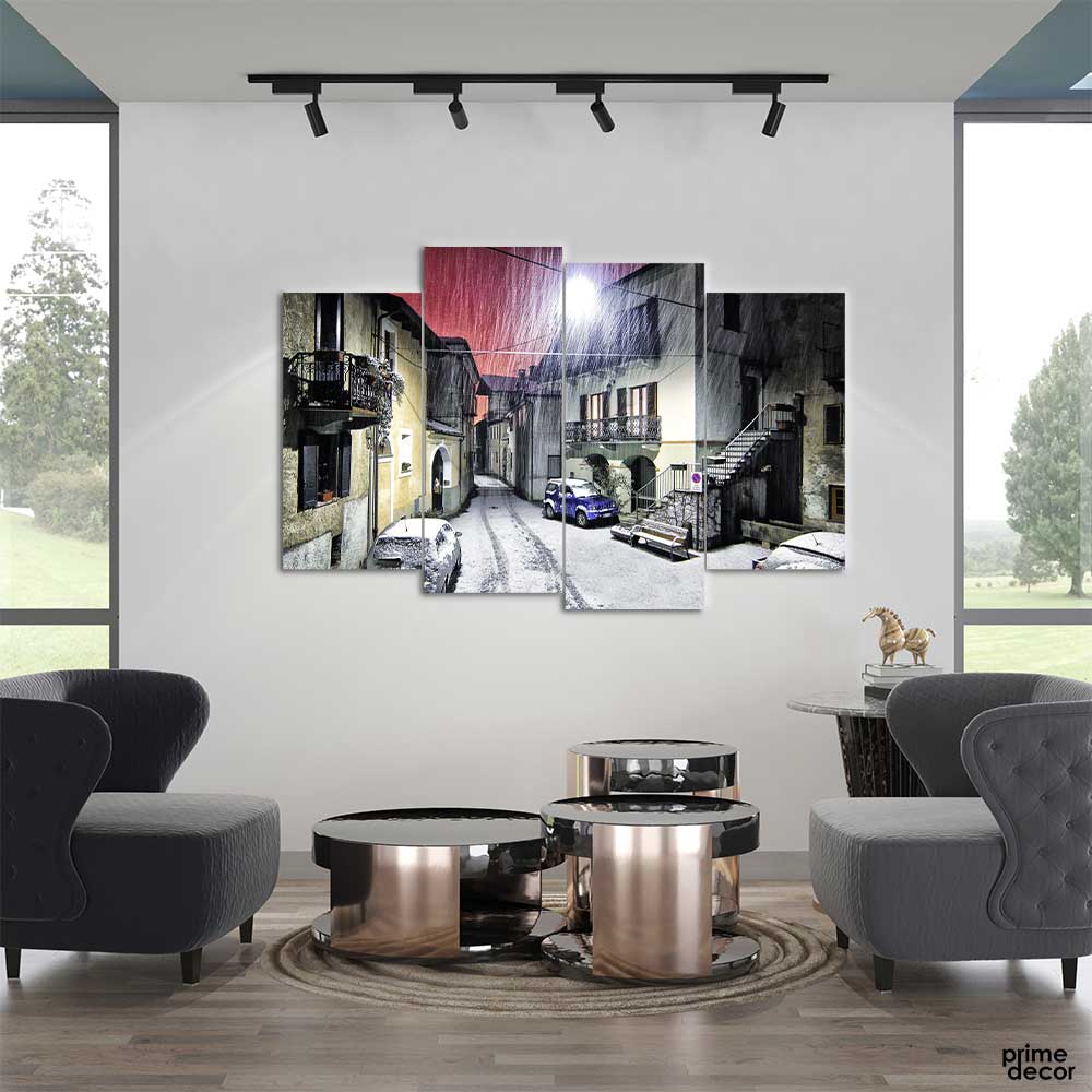 Grey Snow & Winter (4 Panel) B&W Wall Art - Prime Décor