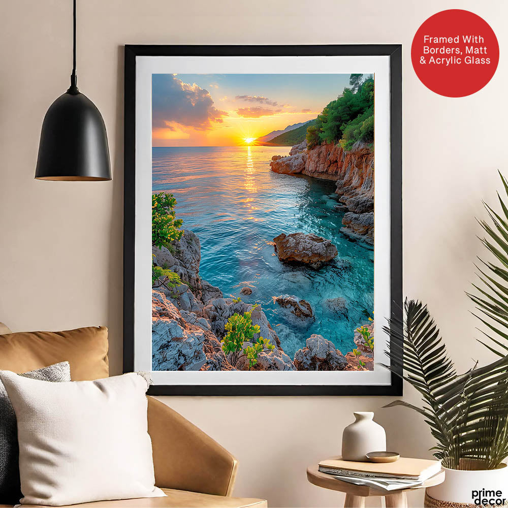 Beautiful View Of A Sunrise From A Beach | Abstract Nature Artwork #00469 - Prime Décor