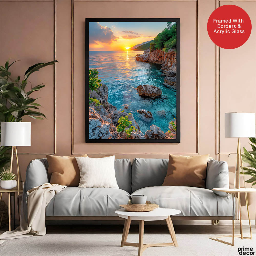 Beautiful View Of A Sunrise From A Beach | Abstract Nature Artwork #00469 - Prime Décor