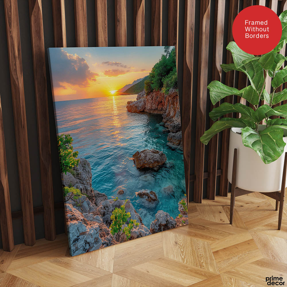 Beautiful View Of A Sunrise From A Beach | Abstract Nature Artwork #00469 - Prime Décor