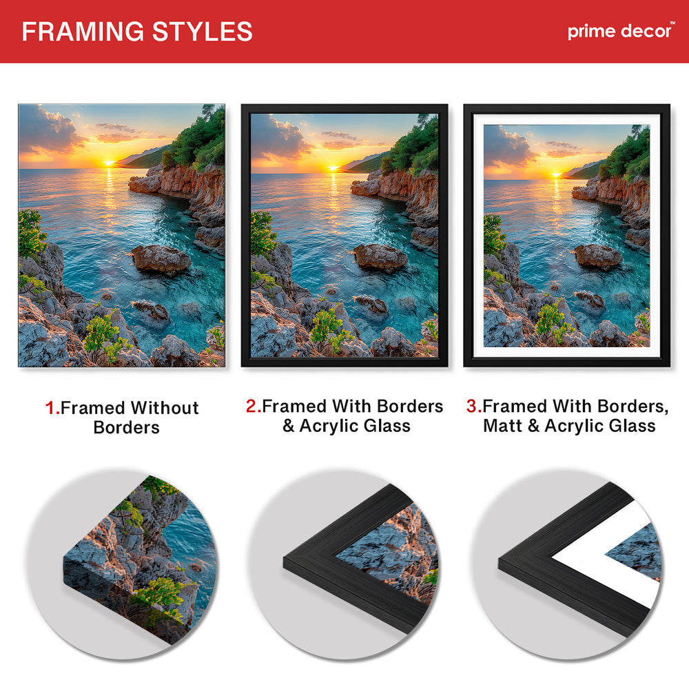 Beautiful View Of A Sunrise From A Beach | Abstract Nature Artwork #00469 - Prime Décor