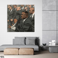 Abstract Artwork Of Mike Tyson In Black Suit (Single Panel) Fashion Square Wall Art