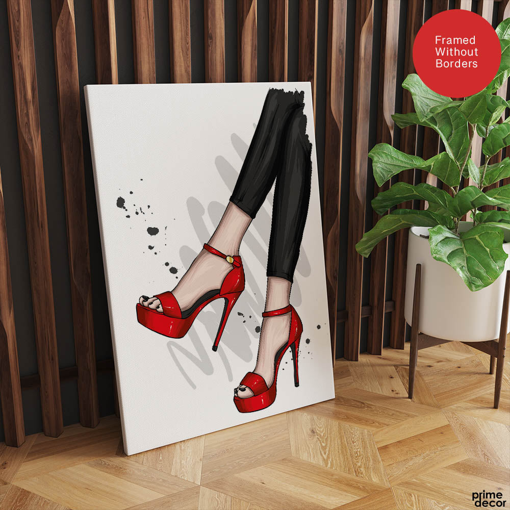 Beautiful Abstract Red Shoes Of Over White Background | Abstract Fashion Artwork #00470 - Prime Décor