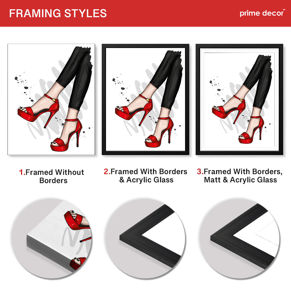 Beautiful Abstract Red Shoes Of Over White Background | Abstract Fashion Artwork #00470 - Prime Décor