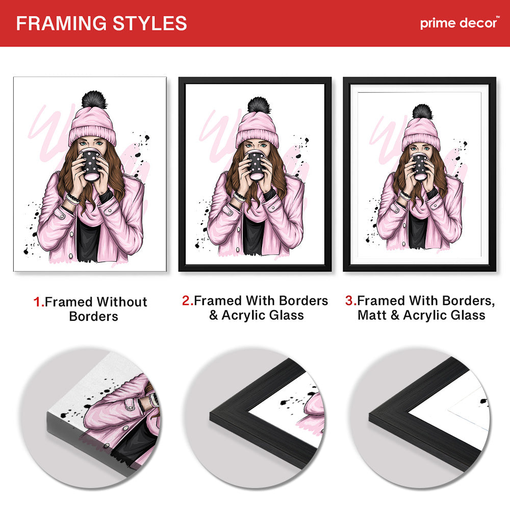 Beautiful Abstract Pink Dressed Girl Over White Background | Abstract Fashion Artwork #00471 - Prime Décor