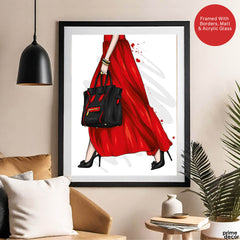 Beautiful Abstract Red Dress Design Over White Background | Abstract Fashion Artwork #00472 - Prime Décor