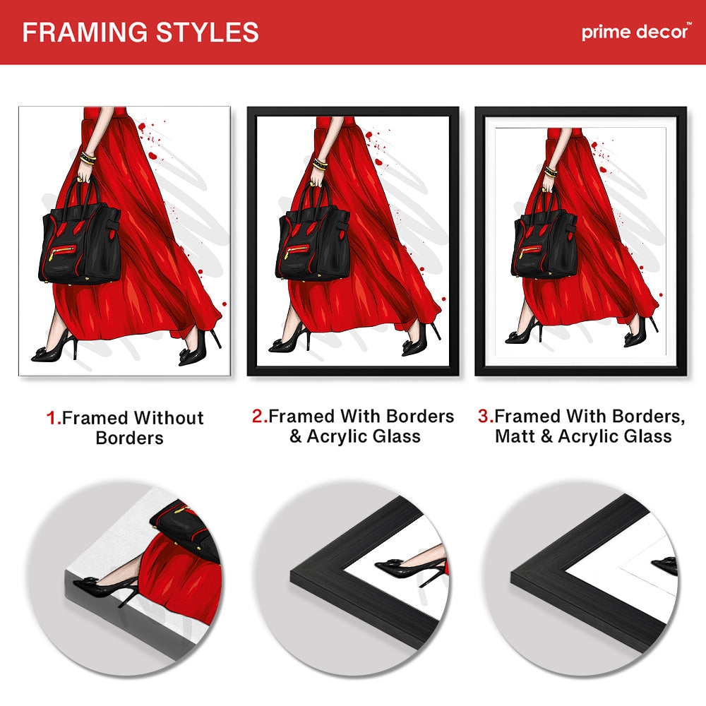 Beautiful Abstract Red Dress Design Over White Background | Abstract Fashion Artwork #00472 - Prime Décor